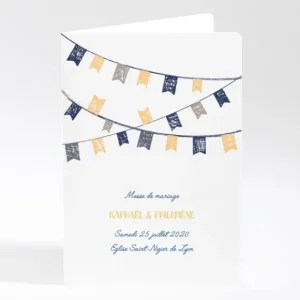 Livret de messe mariage Fanions*Faire-part Elégant Hot