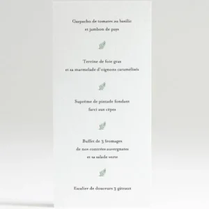 Menu mariage Bouquet romantique*Faire-part Elégant Outlet