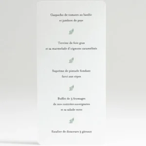 Menu mariage Bouquet romantique*Faire-part Elégant Outlet