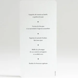 Menu mariage Contemporain*Faire-part Elégant Clearance