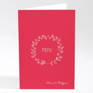 Menu mariage Couronne de feuilles*Faire-part Elégant Sale