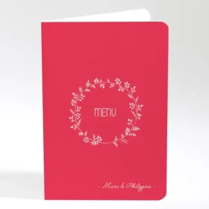 Menu mariage Couronne de feuilles*Faire-part Elégant Sale