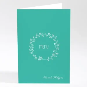 Menu mariage Couronne de feuilles*Faire-part Elégant Sale