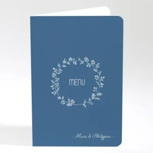 Menu mariage Couronne de feuilles*Faire-part Elégant Sale