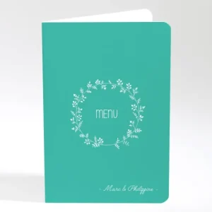 Menu mariage Couronne de feuilles*Faire-part Elégant Sale