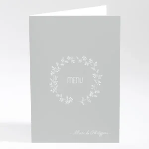 Menu mariage Couronne de feuilles*Faire-part Elégant Sale