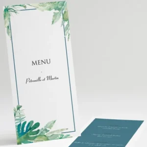Menu mariage Jardin tropical*Faire-part Elégant Online