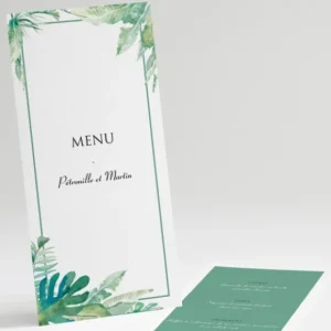 Menu mariage Jardin tropical*Faire-part Elégant Online