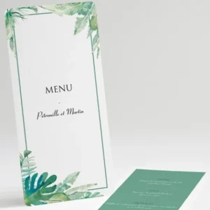 Menu mariage Jardin tropical*Faire-part Elégant Online