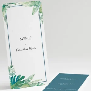 Menu mariage Jardin tropical*Faire-part Elégant Online