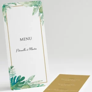 Menu mariage Jardin tropical*Faire-part Elégant Online