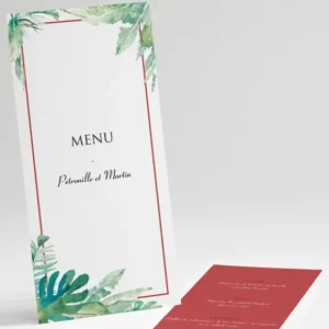 Menu mariage Jardin tropical*Faire-part Elégant Online