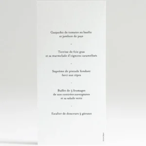 Menu mariage Letter*Faire-part Elégant Discount