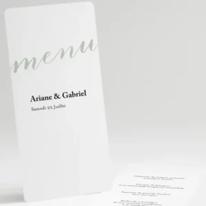 Menu mariage Letter*Faire-part Elégant Discount