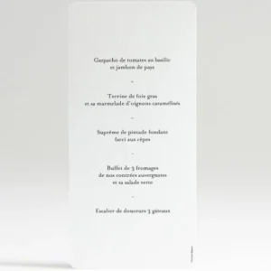 Menu mariage Letter*Faire-part Elégant Discount