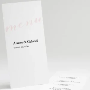 Menu mariage Letter*Faire-part Elégant Discount