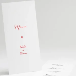 Menu mariage Mon petit coeur*Faire-part Elégant Hot