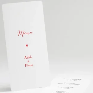 Menu mariage Mon petit coeur*Faire-part Elégant Hot