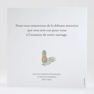 Remerciements mariage Ananas*Faire-part Elégant Clearance