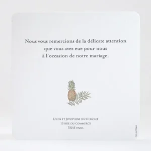 Remerciements mariage Ananas*Faire-part Elégant Clearance