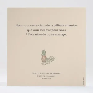 Remerciements mariage Ananas*Faire-part Elégant Clearance