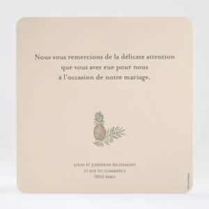 Remerciements mariage Ananas*Faire-part Elégant Clearance