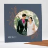 Remerciements mariage Anneau fleuri*Faire-part Elégant Best
