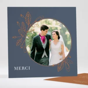 Remerciements mariage Anneau fleuri*Faire-part Elégant Best