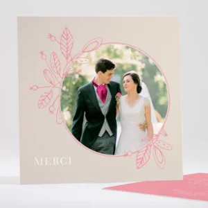 Remerciements mariage Anneau fleuri*Faire-part Elégant Best