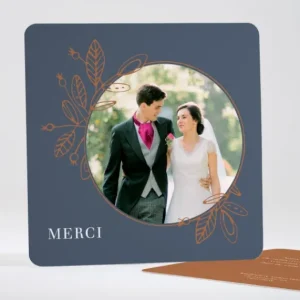 Remerciements mariage Anneau fleuri*Faire-part Elégant Best