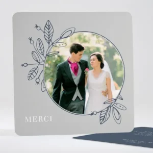 Remerciements mariage Anneau fleuri*Faire-part Elégant Best