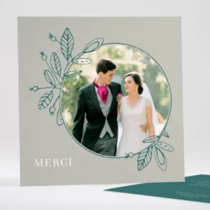 Remerciements mariage Anneau fleuri*Faire-part Elégant Best
