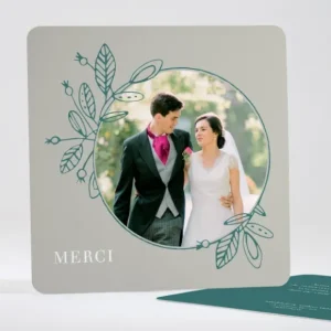 Remerciements mariage Anneau fleuri*Faire-part Elégant Best