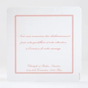 Remerciements mariage Chic & sobre*Faire-part Elégant Hot