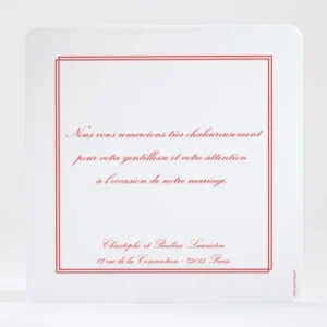Remerciements mariage Chic & sobre*Faire-part Elégant Hot