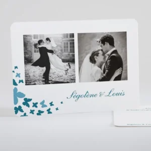 Remerciements mariage Coeur de papillons*Faire-part Elégant Fashion