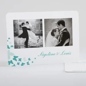 Remerciements mariage Coeur de papillons*Faire-part Elégant Fashion
