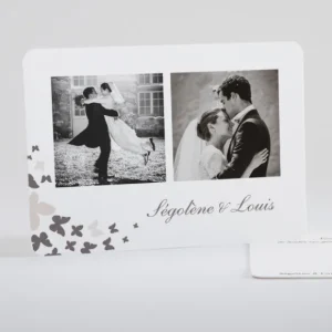 Remerciements mariage Coeur de papillons*Faire-part Elégant Fashion