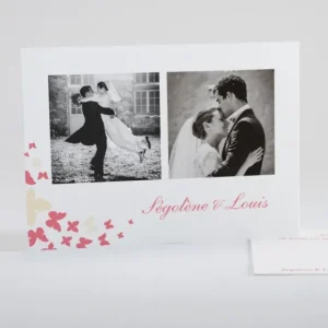 Remerciements mariage Coeur de papillons*Faire-part Elégant Fashion