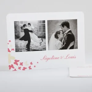 Remerciements mariage Coeur de papillons*Faire-part Elégant Fashion