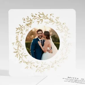 Remerciements mariage Couronne dorure*Faire-part Elégant Online