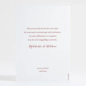 Remerciements mariage Elegance*Faire-part Elégant Outlet