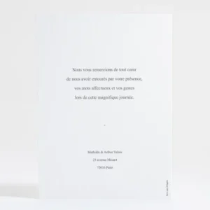 Remerciements mariage Galerie*Faire-part Elégant Sale