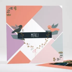 Remerciements mariage Gazouillis*Faire-part Elégant New