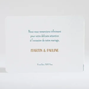 Remerciements mariage Geometrique*Faire-part Elégant New