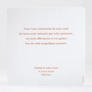 Remerciements mariage Innocence*Faire-part Elégant Online