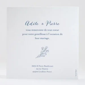 Remerciements mariage Jolie fleur*Faire-part Elégant Online