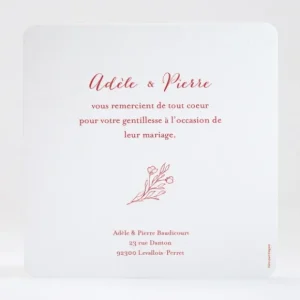 Remerciements mariage Jolie fleur*Faire-part Elégant Online