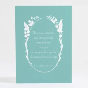 Remerciements mariage Jolie couronne de fleurs blanches*Faire-part Elégant Online