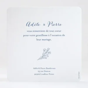 Remerciements mariage Jolie fleur*Faire-part Elégant Online